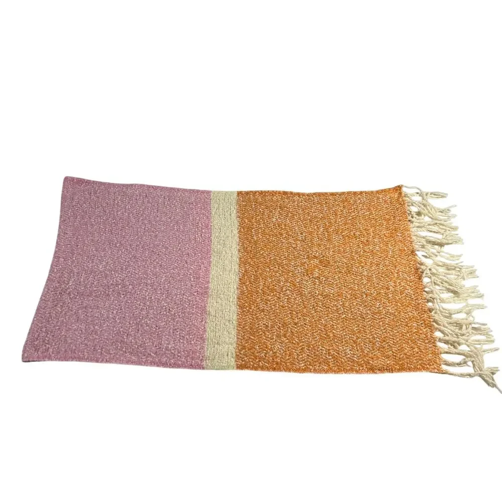Sonoma Goods For Life Twisted Fringe Brushed Blanket Scarf Color Block Boho Cozy